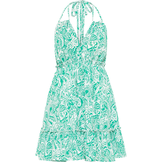 IZIA Zomerjurk Dames Groen Wit