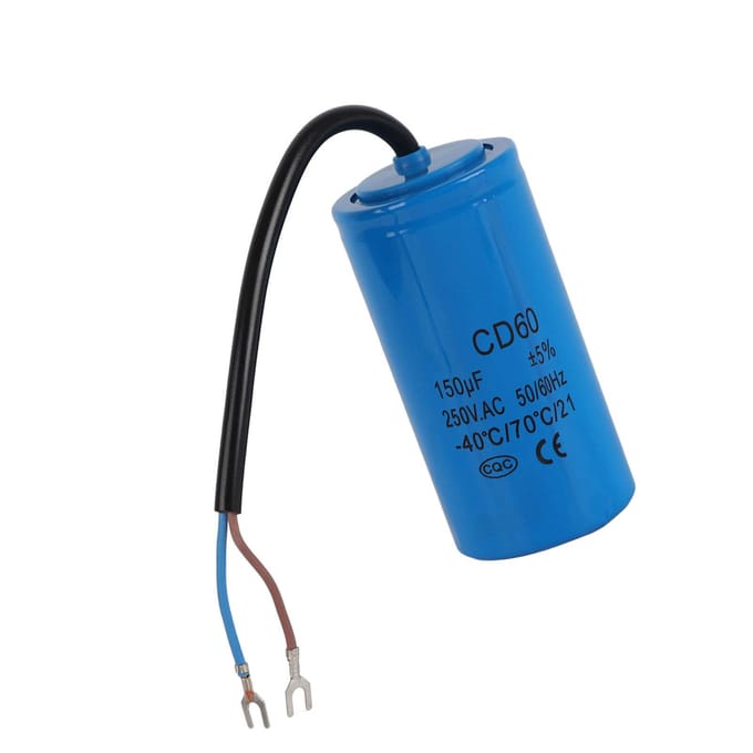 CD60 Bedrijfscondensator met Draad   250V AC 150uF 50 60Hz voor Motor Luchtcompressor wit