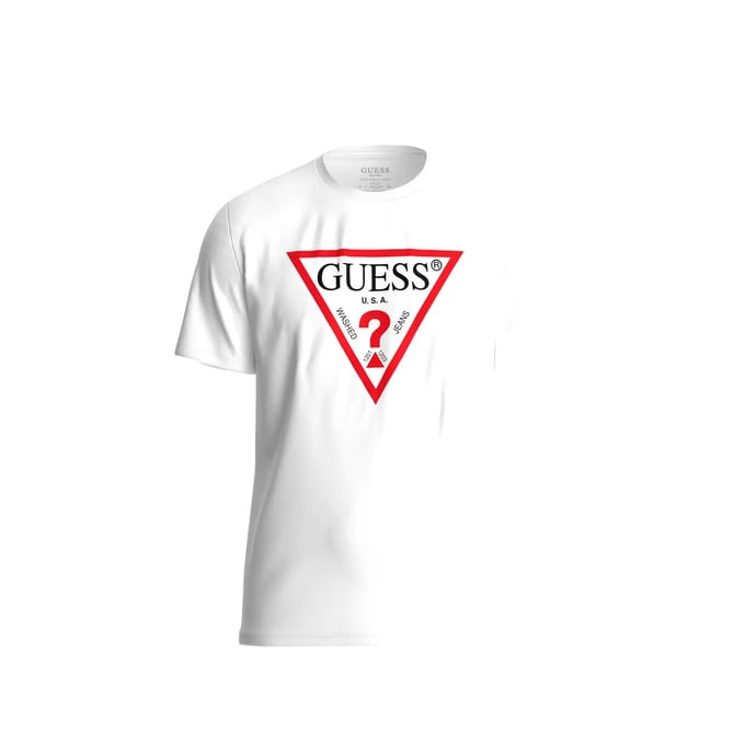 Guess Wit T-shirt met driehoekig logo