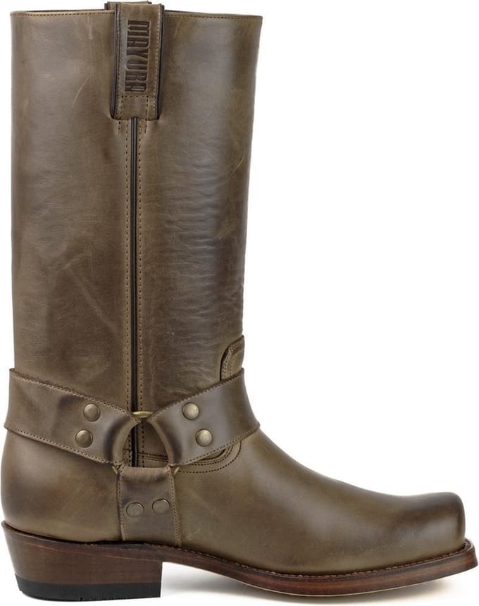 Mayura Boots 01 Bruin/ Biker Western Laarzen Mannen Vierkante Neus Platte Hak Vast Sierspoor