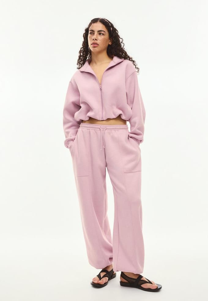 Stradivarius Barrel-joggingbroek van fleece met stoppers  Pastelroze S