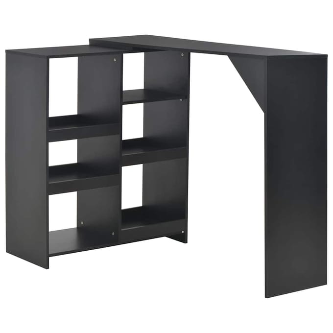 vidaXL - Bartafel - met - verplaatsbaar - schap - 138x39x110 - cm - zwart