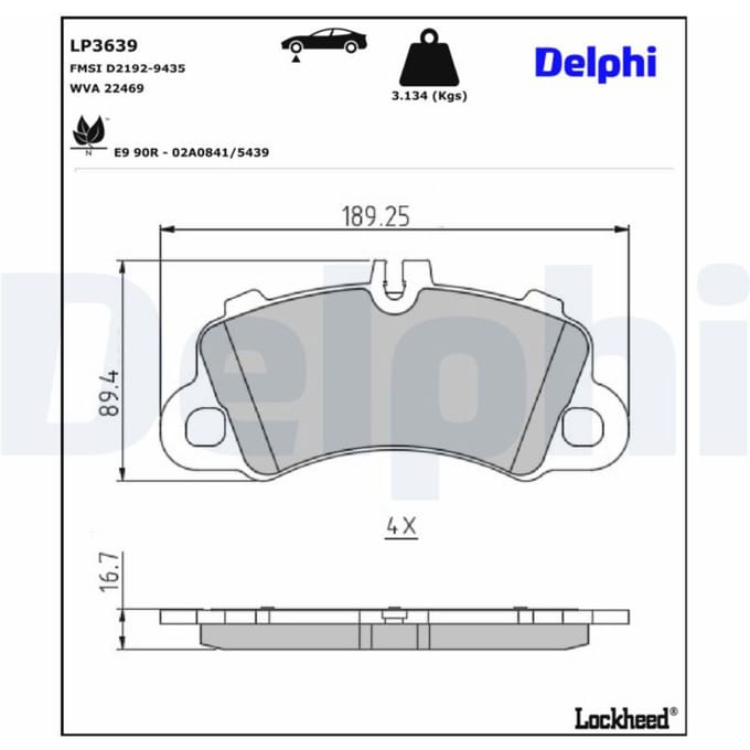 Remblokset DELPHI LP3639, voor