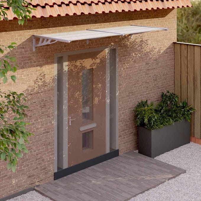 vidaXL - Deurluifel - 239x90 - cm - polycarbonaat - grijs - en - transparant