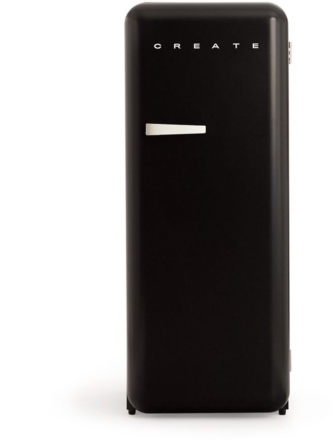 CREATE - Koelkast in retrostijl - Zwart - Handvat Gebroken wit - FRIDGE RETRO 281L