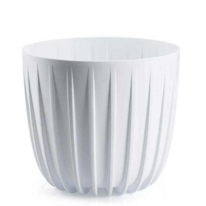 HowHomely Stripped - Bloempot - Wit - Laag - 24x21 cm