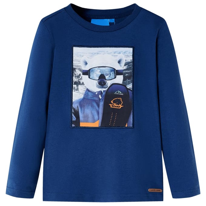 vidaXL - Kindershirt - met - lange - mouwen - 92 - jeansblauw