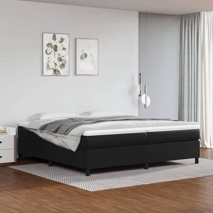 vidaXL - Boxspring - bed - kunstleer - zwart - 200x200 - cm