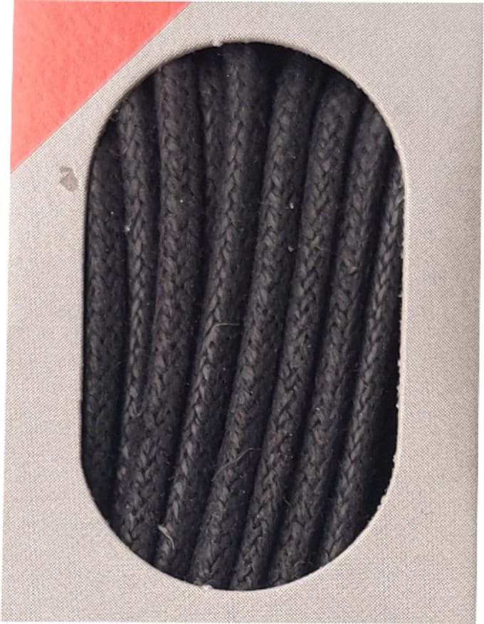 Bob Veter - Zwart - Extra Dun Rond - Wax - Lengte 90 cm - Dikte 2 mm - Schoenveter