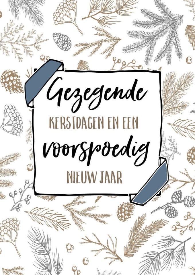 Kerstkaart 'Gezegende kerstdagen - takjes' ' 12 stuks met envelop