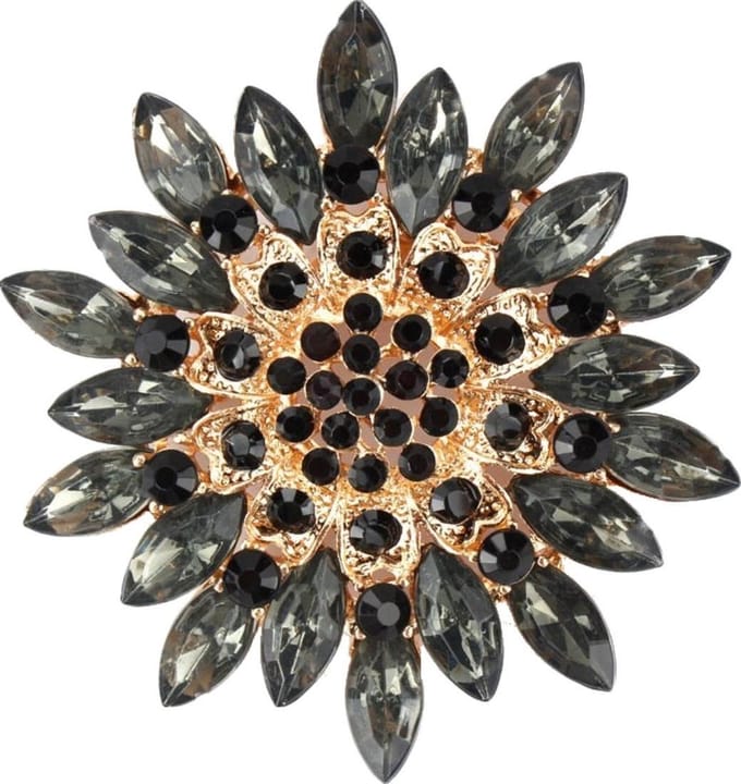 Fako Bijoux - Broche - Bloem - Ster - XXL - 68mm - Goudkleurig - Grijs