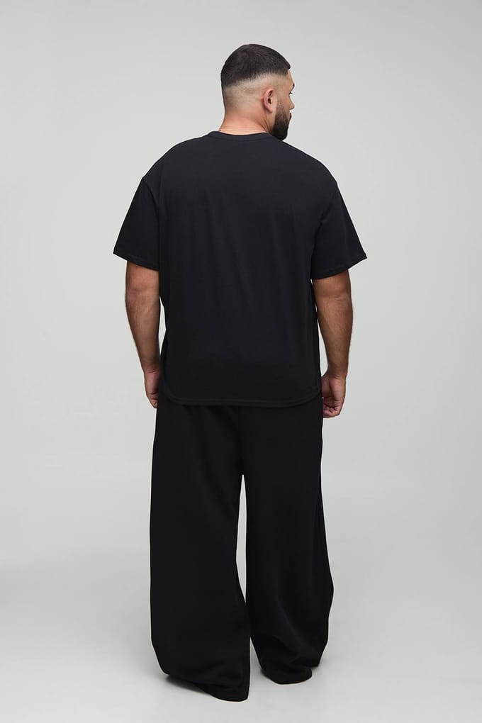Plus oversized kruisborduur T-shirt | Black | Size 5XL