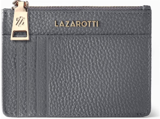Lazarotti sleutelgeval kaarthouder Bologna Leather Zip Etui 4 Card Slots Bluetooth-Tracker Grey grijs