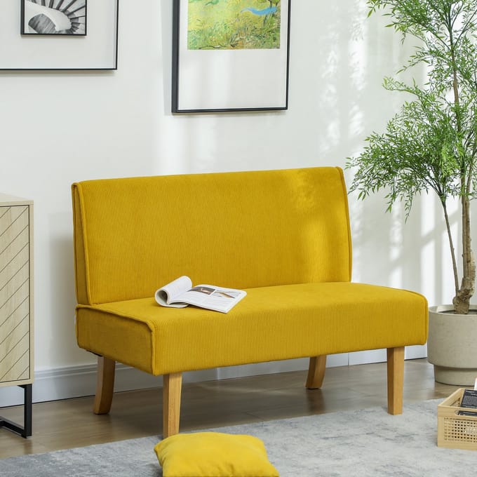 MODFU 2-Zitsbank - Armloos - Ribstructuur - Polyester - Geel - 110 X 62 X 85 Cm