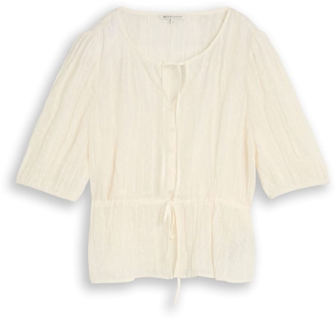 Tom Tailor Denim - Blouse met strik - Maat XL - off white