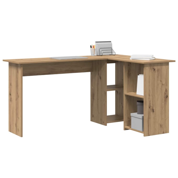 vidaXL - Bureau - Artisan - Eiken - 142 - x - 102 - x - 73 - cm - Bewerkt - hout