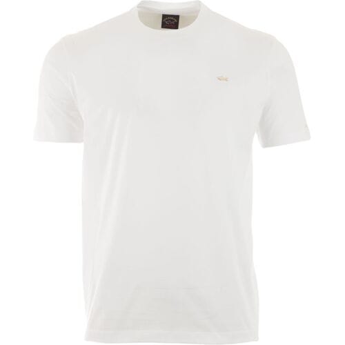 Paul & Shark T-Shirt Gold Shark Detailing Wit / male