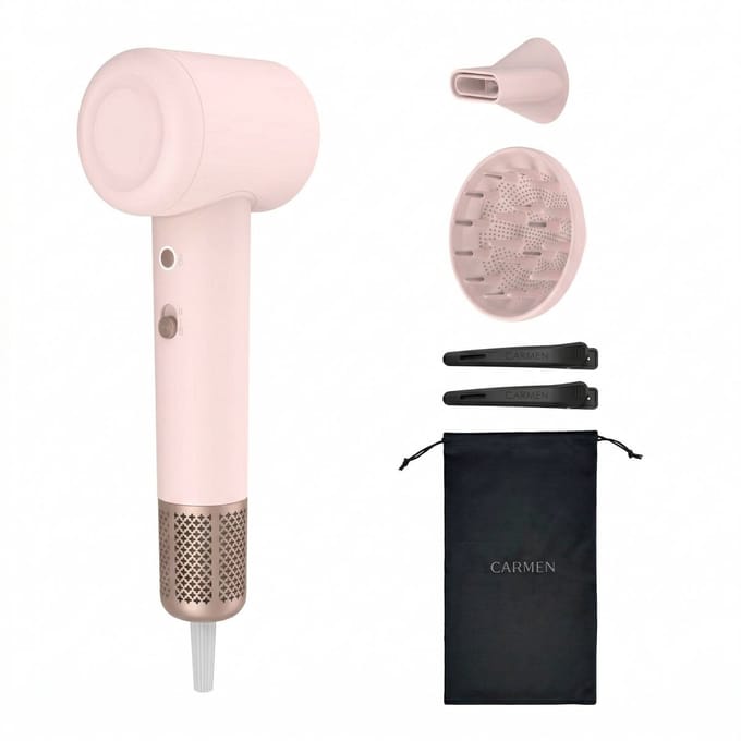 Carmen CHD1630P - Föhn - Haardroger - Föhn met diffuser - 3 warmtestanden - Warm koud functie - Roze
