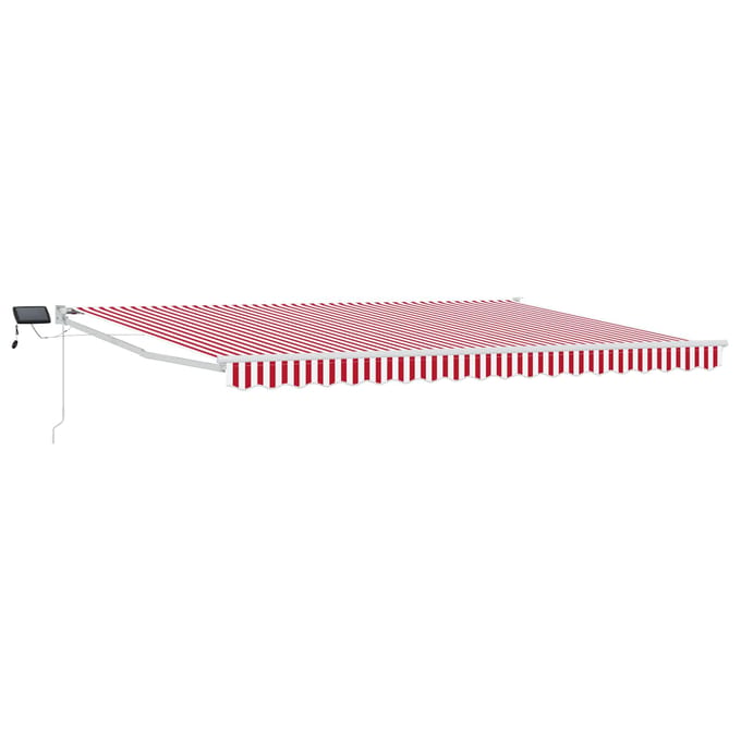 vidaXL - Handbediende - luifel - met - LED's - Rood - en - Wit - 4,5 - × - 3 - m