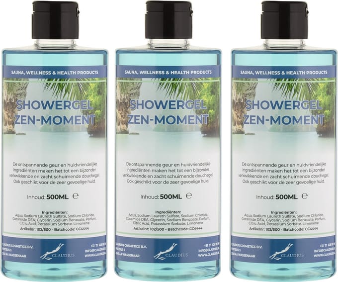 Douchegel Zen Moment 500 ml - met klepdop - set van 3 stuks - transparant - Showergel