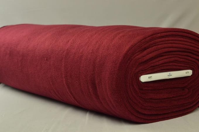 Fleece stof - Bordeaux rood - 10 meter