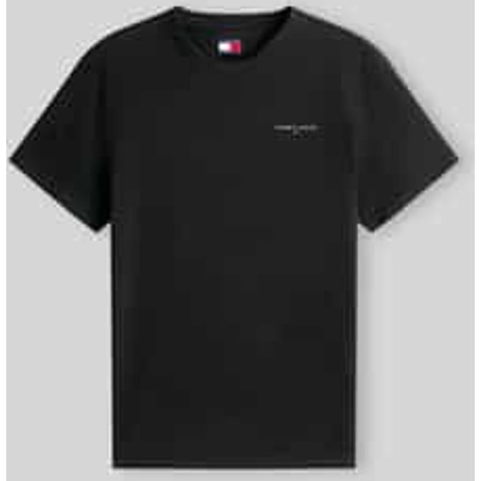 Cotton Round Neck T-shirt with Short Sleeves - Black