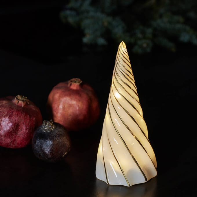 Sirius LED-decoratiefiguur Vilma, wit/goud, hoogte 19 cm, glas, batterij