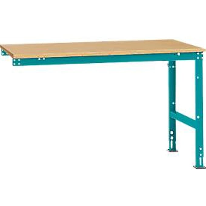 Manuflex aanbouwtafel UNIVERSAL Standaard, tafelblad multiplex, 1500 x 1000, waterblauw