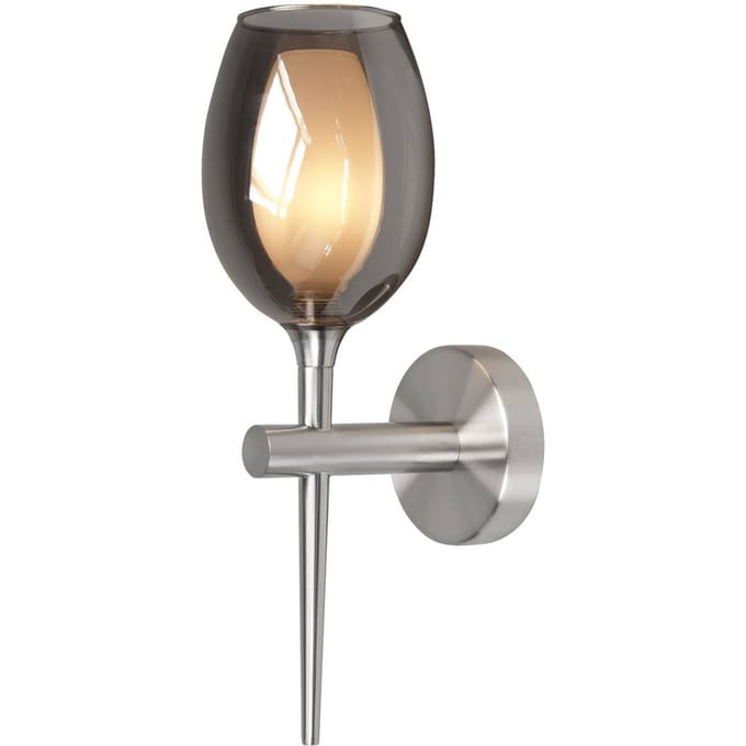HighLight Belle wandlamp, rookgrijs/nikkel, hoogte 39 cm, glas