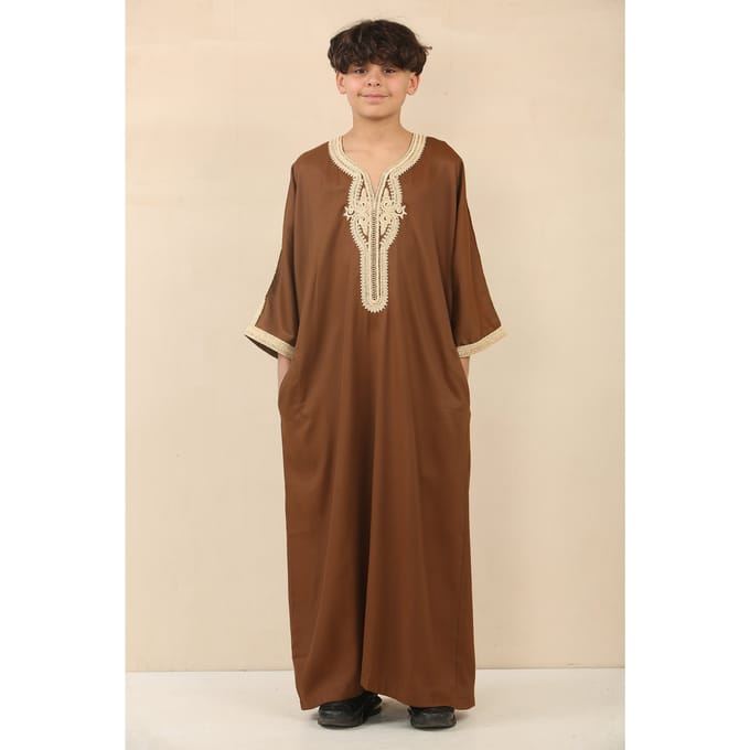 Kinderjongens bruin Marokkaanse Thobe Jubba Robe Eid Djellaba Gandoura