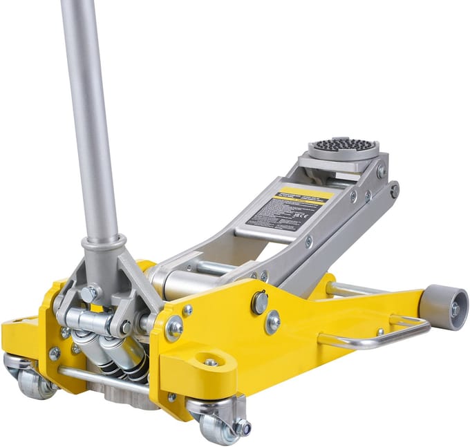 Lage Krik, 3 Ton - Hefbereik 9-47cm - Geel Geanodiseerd Staal, Garage Essentials