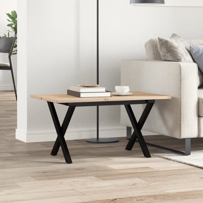 vidaXL - Salontafel - X-frame - 80x50x40 - cm - massief - grenenhout - en - staal