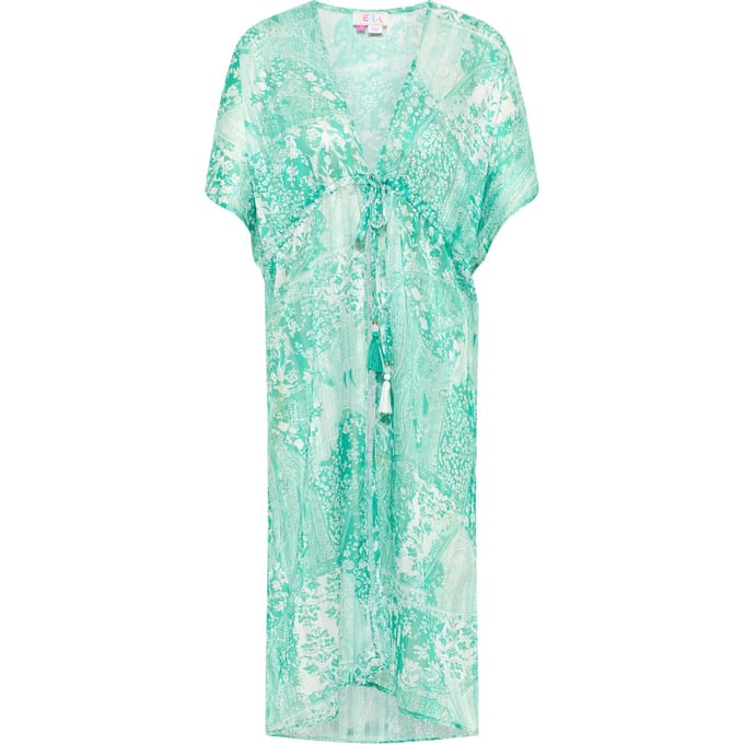 IZIA Kimono Dames Groen Wit