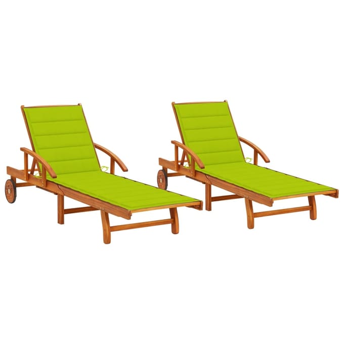 vidaXL - Ligstoelen - 2 - st - met - kussens - massief - acaciahout