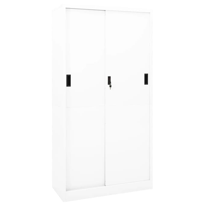 vidaXL - Kantoorkast - met - schuifdeuren - 90x40x180 - cm - staal - wit