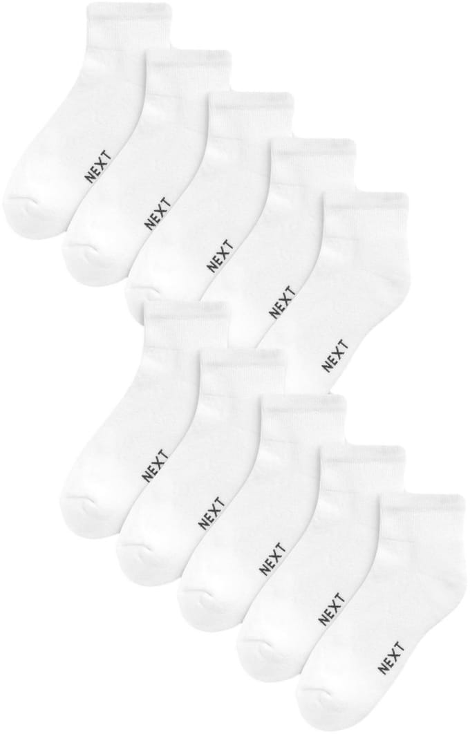 Next - Heren - Set van 10 paar halfhoge sneakersokken met demping - Wit