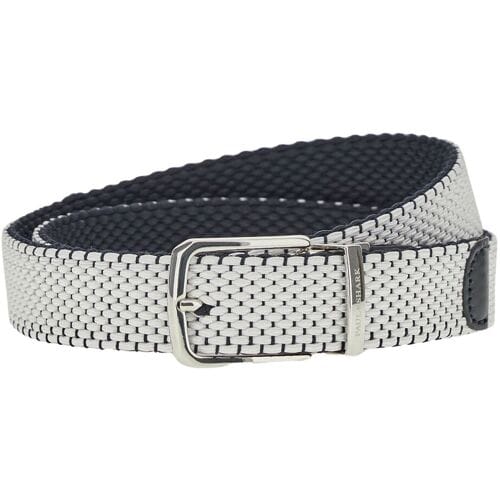 Paul & Shark Riem Leather Trimmed Woven Reversible Elastic Belt Wit-Blauw / male