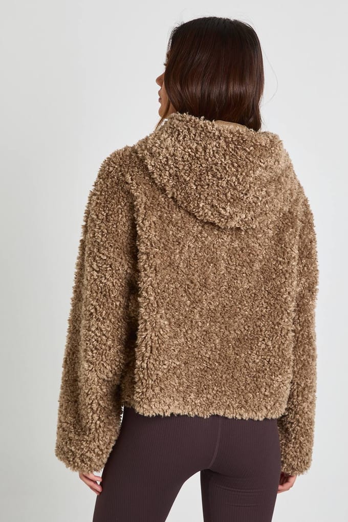 boohoo Dames Teddy Jas met Capuchon | Paddestoel | Maat: 42