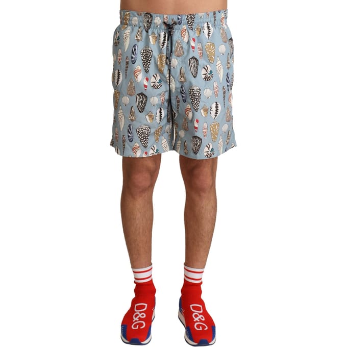 Dolce & Gabbana Heren Blauwe Zeeschelp Strandkleding Zwemkleding Shorts