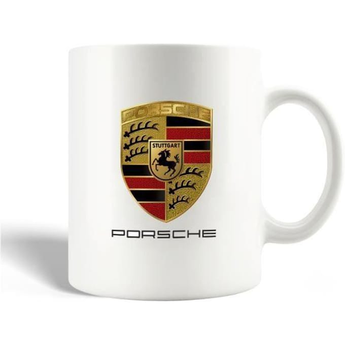 Porsche Auto Keramische Mok Logo Zwart Geel En Rood