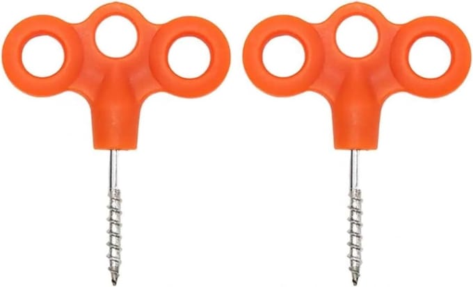 Grondankers - Haringen - Buiten bevestigen - Drie gaten ontwerp - 6.5 cm - Oranje