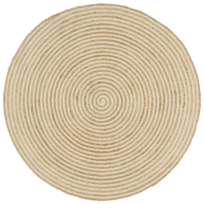 vidaXL - Vloerkleed - handgemaakt - met - spiraal - ontwerp - 90 - cm - jute - wit