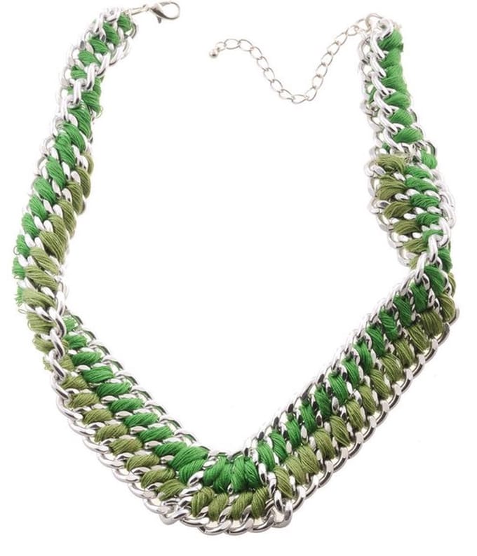 Behave - Gevlochten Statement Ketting - Groen & Zilverkleur - Dames