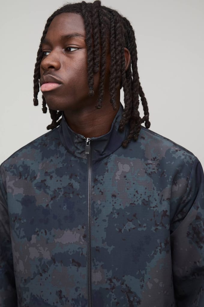 Camo Ripstop Funnel Neck Overshirt | Size Medium
