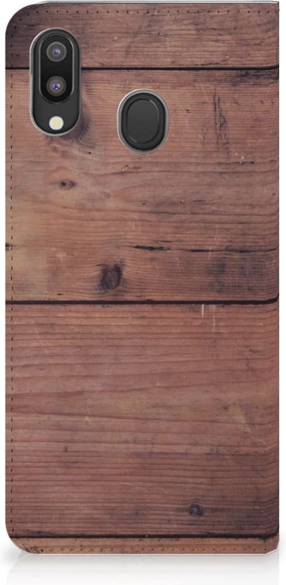 Samsung Galaxy M20 Book Wallet Case Old Wood
