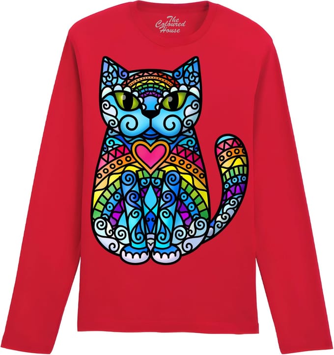 Katten Rainbow Cat The Coloured House Longsleeve T-shirt S