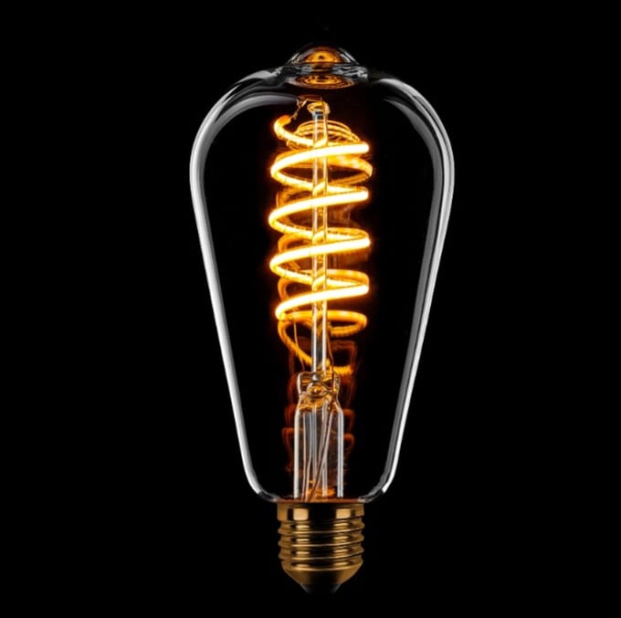 ETH ST64 Edison Filament spiraal LED 4w E27 240v 2200k dimbaar Helder glas