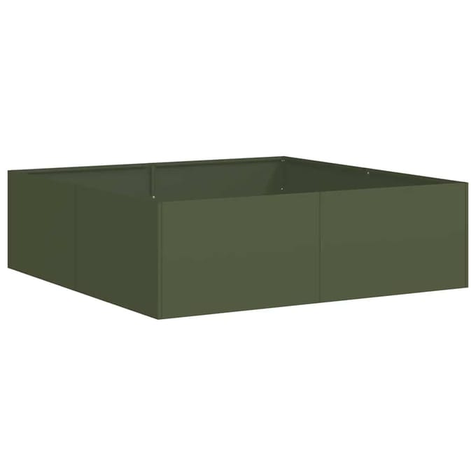 vidaXL - Plantenbak - 100x100x30 - cm - staal - olijfgroen