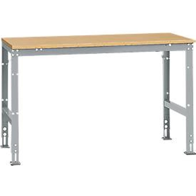 Manuflex basistafel UNIVERSAL Standaard, tafelblad multiplex, 1500 x 800, aluminium zilver