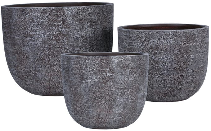 PTMD Delsey Brown GRC Structure Pot Big Set Of 3